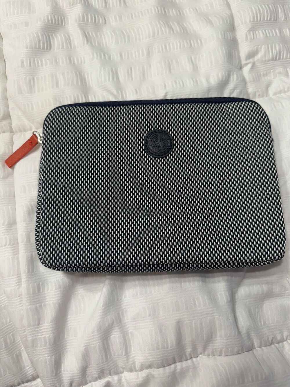 Air France Toiletry Bag Cosmetic Makeup Empty Zipper Pouch Blue White